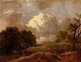 Famous Cattle Paintings - An Extensive Landscape With Cattle And A Drover